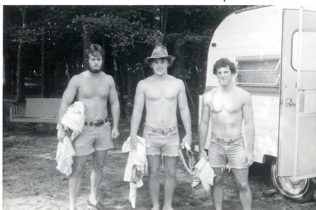 Joe Johns, Reynolds Murray and Tim Garvey camping at the beach.
